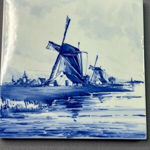 Royal Delft De Porceleyne Fles Hand Painted Windmill Tile | Holland